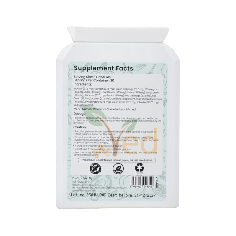 VED Balance of Veggies Supplements, Fresh Superfood Formula with Vitamins and Minerals from Vegetables, 90 Vegan Capsules (Pack of 1)
