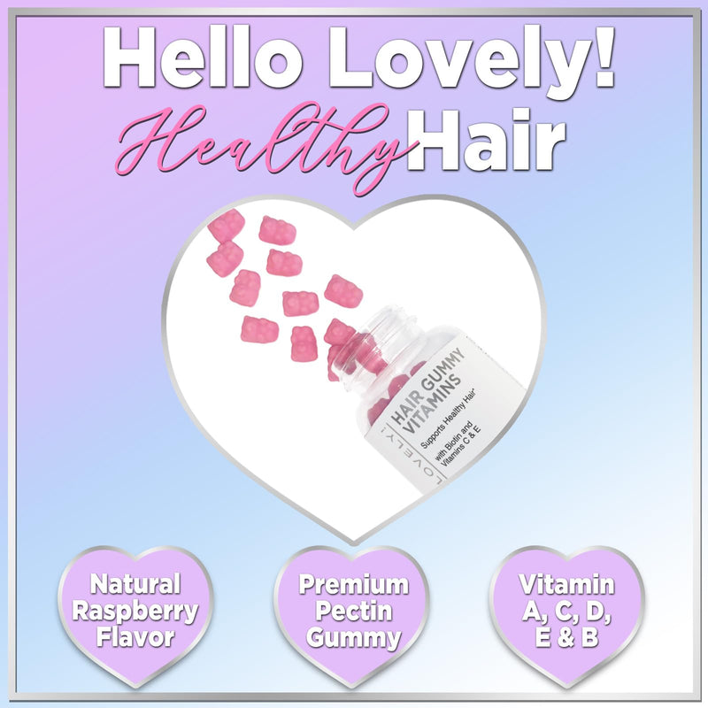 [Australia] - Hello Lovely! Hair Vitamins Gummies with Biotin 5000 mcg Vitamin E & C Support Hair Growth, Premium Vegetarian Non-GMO, for Stronger Beautiful Hair, Skin & Nails Supplement - 120 Gummy Bears 120 Count (Pack of 1) 