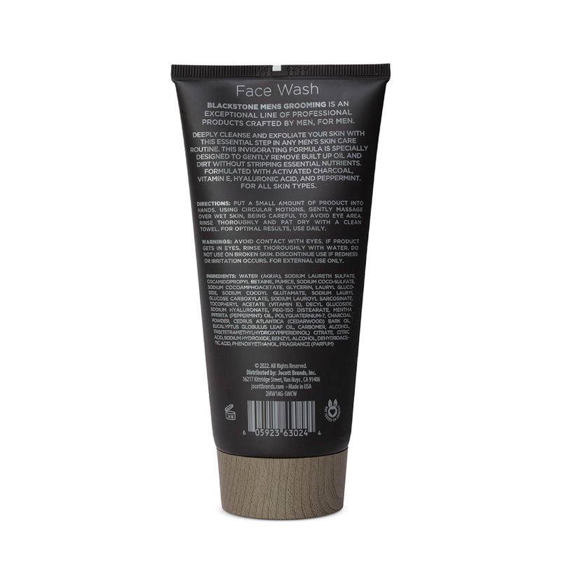Blackstone Men's Grooming Detoxifying Face Wash with Vitamin E and Peppermint - Deep Cleansing & Exfoliating | Paraben & Cruelty Free | Made in USA - Activated Charcoal (6 Fl Oz) (Pack of 2) 6 Fl Oz (Pack of 2)