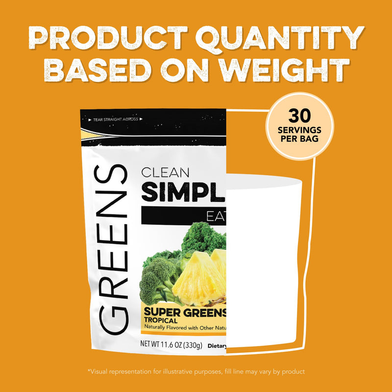 [Australia] - Clean Simple Eats Super Greens Powder, Naturally Flavored Greens Powder with Chlorella, Spirulina, Superfoods & Prebiotic Fiber, No Artificial Ingredients, Gluten Free, Tropical Greens Flavor, 30 Srvg 11.06 Ounce (Pack of 1) 