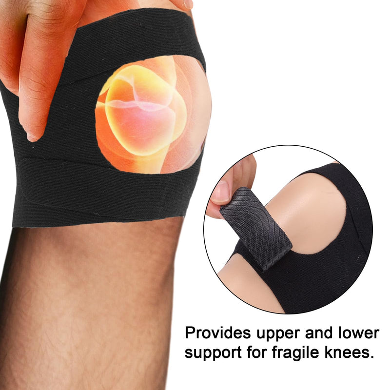16pcs Patella Tendon Support Tape, Pre-Cut Kinesiology Tape Knee Strap Support Patch Stickers Protect Breathable Elastic Kinetic Muscle Strips Protector for Athletic Sports Running Basketball Tennis