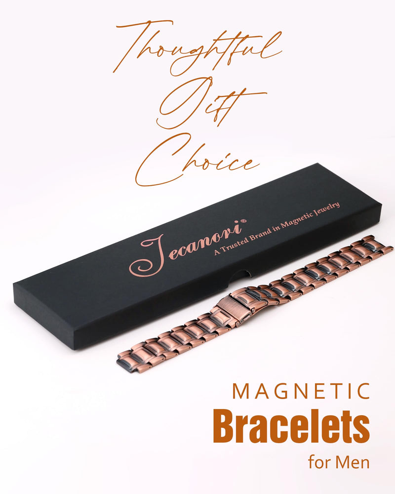 [Australia] - 3X Strength Copper Bracelets for Men, Magnetic Bracelets for Men with 3800 Gauss Magnets, Premium Fold-Over Clasp Copper-Rivet 