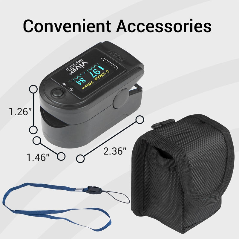 [Australia] - Vive Precision Pulse Oximeter - Oxygen Monitor Fingertip, Heart Rate Medical Grade Sensor LED Display - Accurate Finger Meter For Saturation SpO2, Lanyard & Batteries Included 