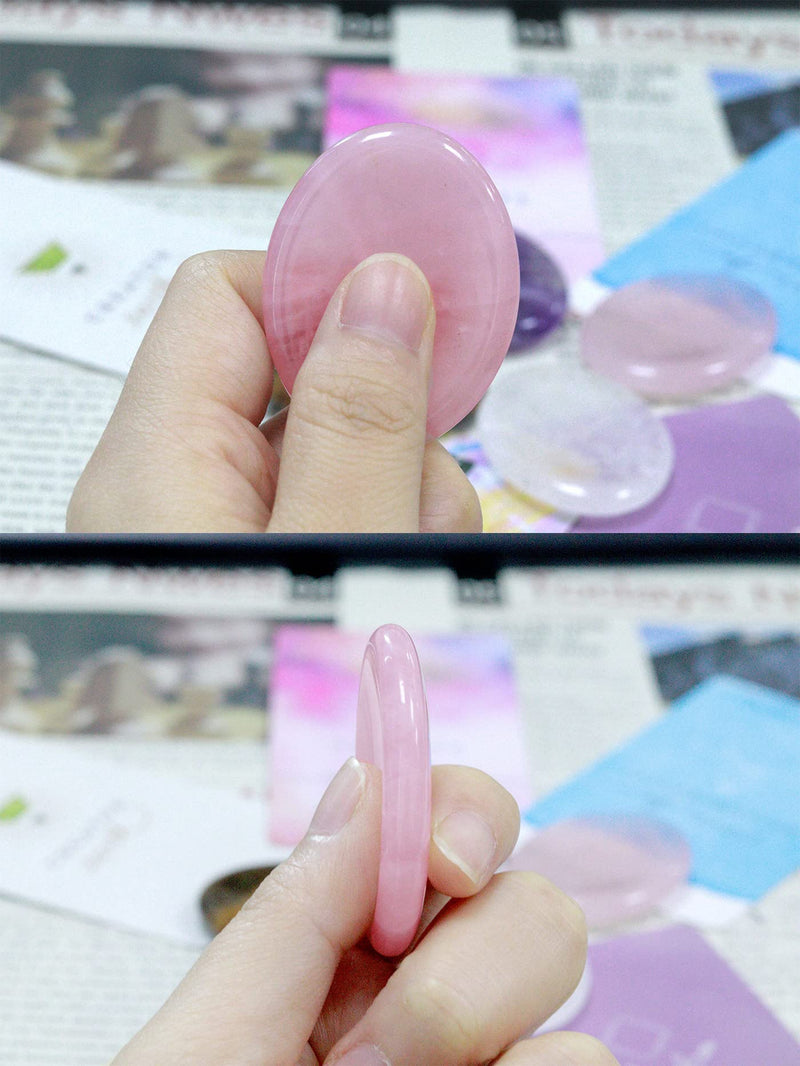 [Australia] - Thumb Worry Stone for Anxiety Healing Crystals Sets 2PCS Amethyst Rose Quartz Hand Carved Stones Gemstone Pocket Natural Stone Meditation Reiki Oval Shaped Palm Stone Therapy 1-amethyst+rose Quartz 