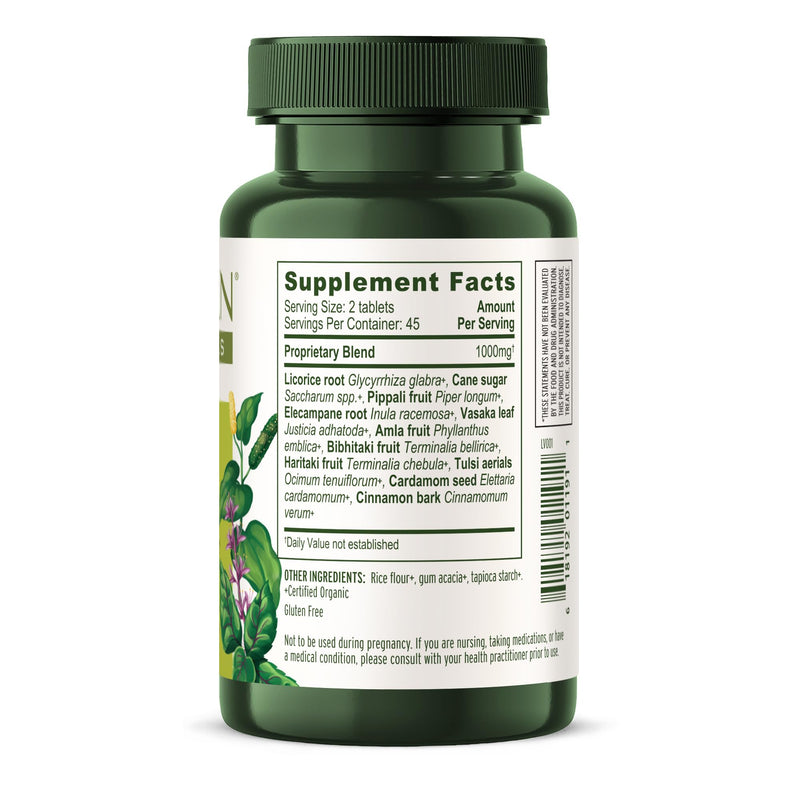 [Australia] - Banyan Botanicals Lung Formula – Organic Respiratory Support for Lung Health – Plant-Based Blend with Licorice, Tulsi Leaf, and Other Lung Health Herbs – 90 Tablets – Non GMO Sustainably Sourced Vegan 