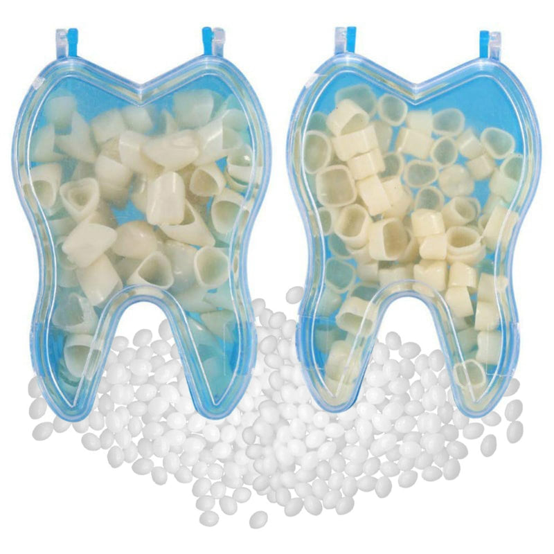 [Australia] - Temporary Tooth Cap Crown Veneer Front and Back Front and Back Teeth with Tooth Repair Thermal Beads Cap Filler for Missing Broken Teeth (50pcs Front Teeth and 50pcs) 
