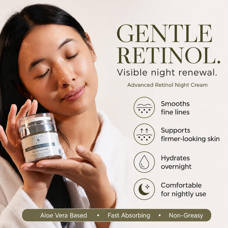 Kleem Retinol Moisturizer - Anti-Aging Firming Night Cream for Face 1.7 oz | Visibly reduces fine lines & wrinkles overnight for firmer, smoother skin. Cruelty Free & Made in the USA 1.7 Fl Oz (Pack of 1)