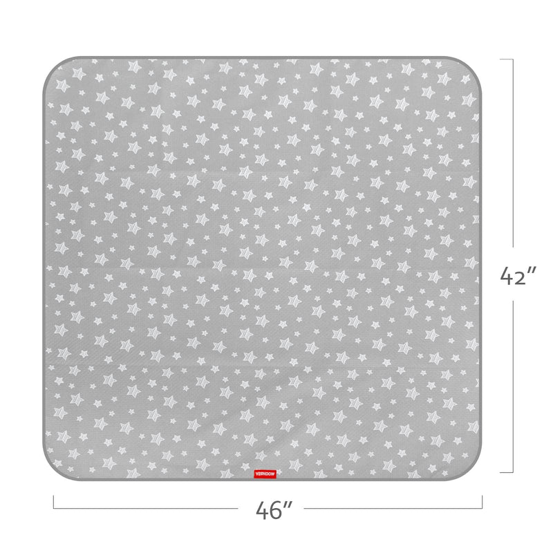 [Australia] - Splat Mat for Under High Chair, Non Slip Waterproof Mealtime Floor Mats Washable Portable Picnic Splash Mat for Baby Art/Craft/Playtime, 42X46 Inch - Grey Star 