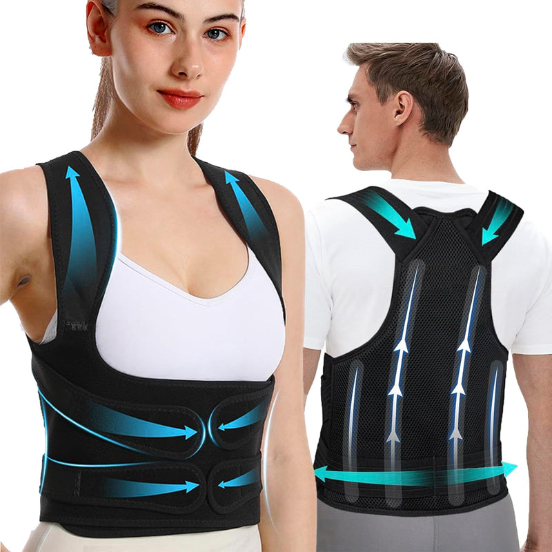 [Australia] - Posbaer back straightener, comfortable and adjustable back support belt, posture correction back for men and women, open your shoulders, black M 