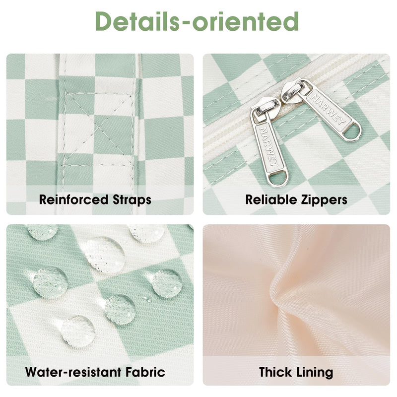 Narwey 18" Carry on Bag Underseat for Airplane with Wet Pocket Frontier Airlines Personal Item Bag Travel Duffel Bag Small Gym Bag Weekender Overnight for Women and Men (Mint Green Checkerboard) Z-Mint Green Checkerboard Small without laptop compartment