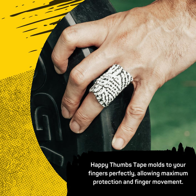 Happy Thumbs Tape - Gym & Hook Grip Tape - Thumb & Finger Protection - for Cross Training, Weightlifting, Gymnastics & More - Stretchy Adhesive Athletic Weightlifting Tape - 24 ft Long 3 Pack Fire