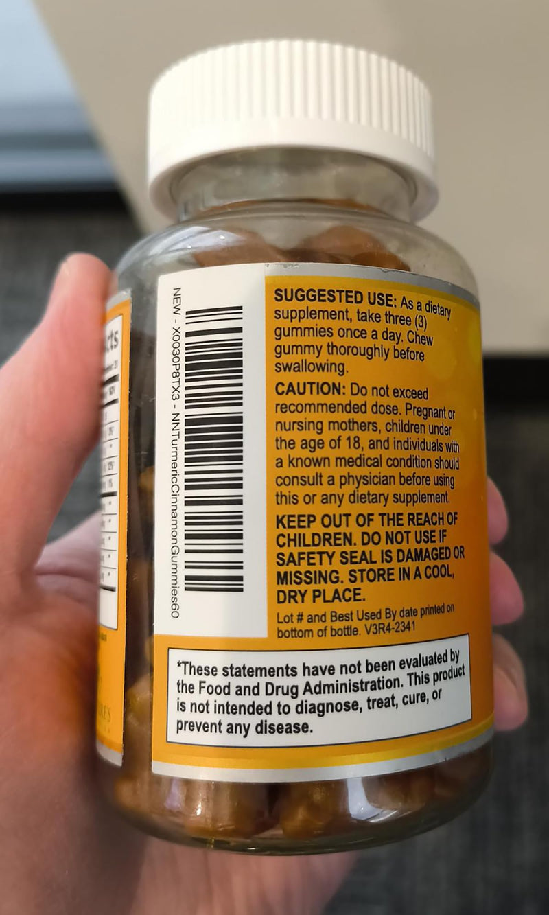 Turmeric Curcumin Supplement Gummies - 95% Curcuminoids with Turmeric Ginger, Black Pepper for Best Absorption, Nature's Vegan Joint Support, Non-GMO, Gluten Free, Tasty Cinnamon Flavor - 60 Gummies 60 Count (Pack of 1)
