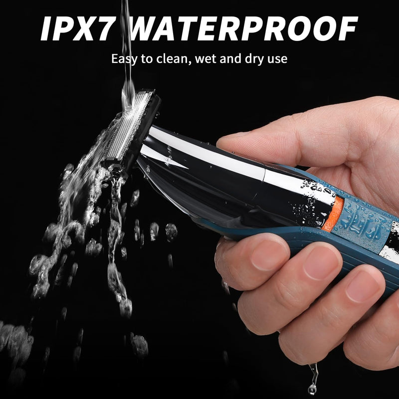 [Australia] - Body Hair Trimmer for Men, Mens Body Groomer with Beard & Nose Trimmer, Dual-Head, No Nick Shaver Electric Razor for Face, Pubic Hair, All-in-One Ultra-Sharp Blade 