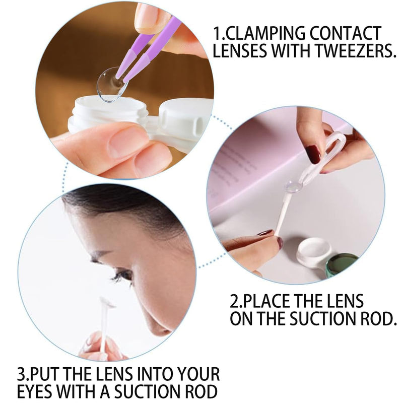 [Australia] - Pack of 6 contact lens insertion aids, contact lens removal, contact lens inserter remover, plastic contact lens sucker, contact lens remover remover with suction cup, colorful contact lens tweezers, pack of 6 