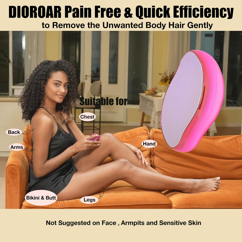 [Australia] - DIOROAR Crystal Hair Eraser, Upgrade Crystal Hair Remover, Physical Nanoglass Hair Removal Device, Painless Epilator and Exfoliator for Fast, Silky Smooth Skin(Hot Pink) Hot Pink 