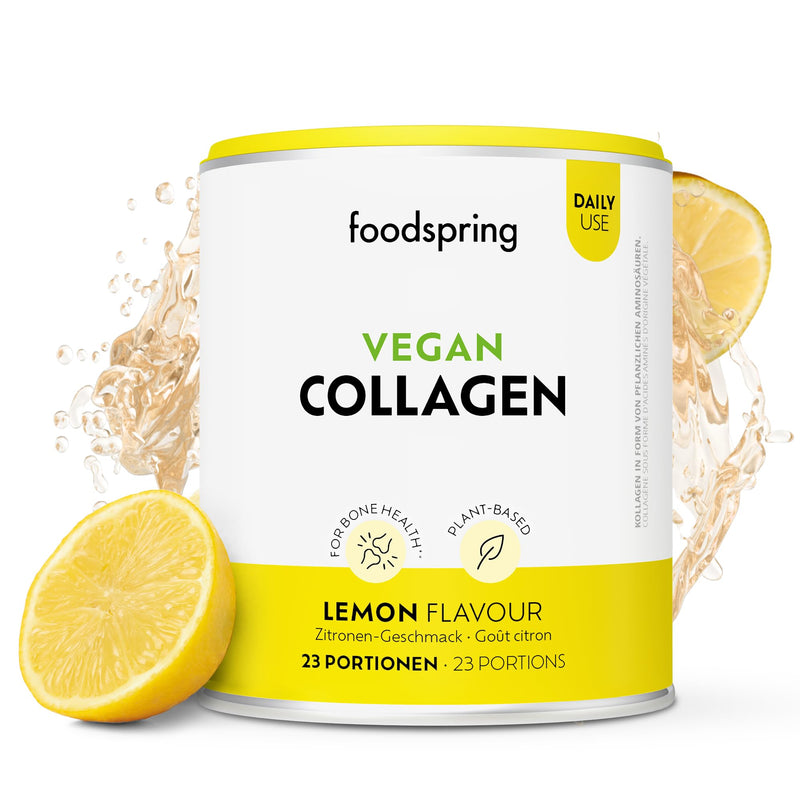 [Australia] - foodspring - Vegan collagen powder with VeCollal® - Plant-based collagen alternative identical to human type I collagen - With vitamin C for bones and skin - GMO-free (138 g, lemon flavor) 