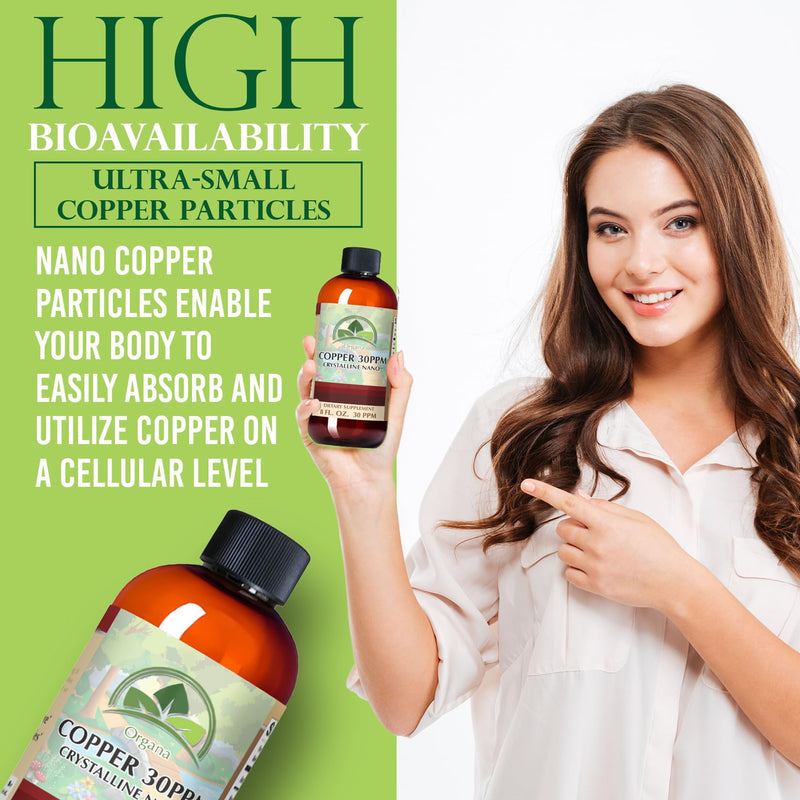 [Australia] - Organa Pure Crystalline Liquid Copper Supplement - 30 PPM - High Absorption Copper 8 Fl Oz (Pack of 1) 