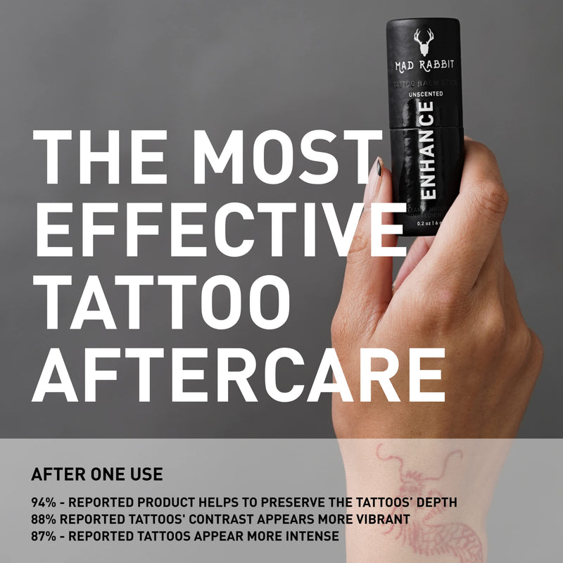 [Australia] - Mad Rabbit Enhance Tattoo Balm Stick-Tattoo Aftercare Brightener & Moisturizer, Organic & All Natural, Color Enhancement, Fragrance-Free (.2oz) 