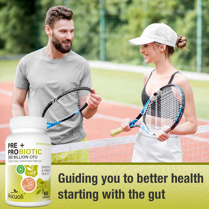 [Australia] - Ascuoli Probiotics for Women & Men - 300 Billion CFU, 22 Strains Probiotics + 15 Organic Herbs Blend, Daily Probiotics for Digestive Health, Immune, Gut, Bloating - 60 Capsule 60 Count (Pack of 1) 
