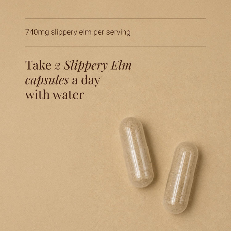Kiki Health - Organic Slippery Elm Capsules - 740mg Slippery Elm per Serving - Supports Intestinal Health, Soothes The Digestive Tract - No Preservatives - Suitable for Vegans - 60 Capsules