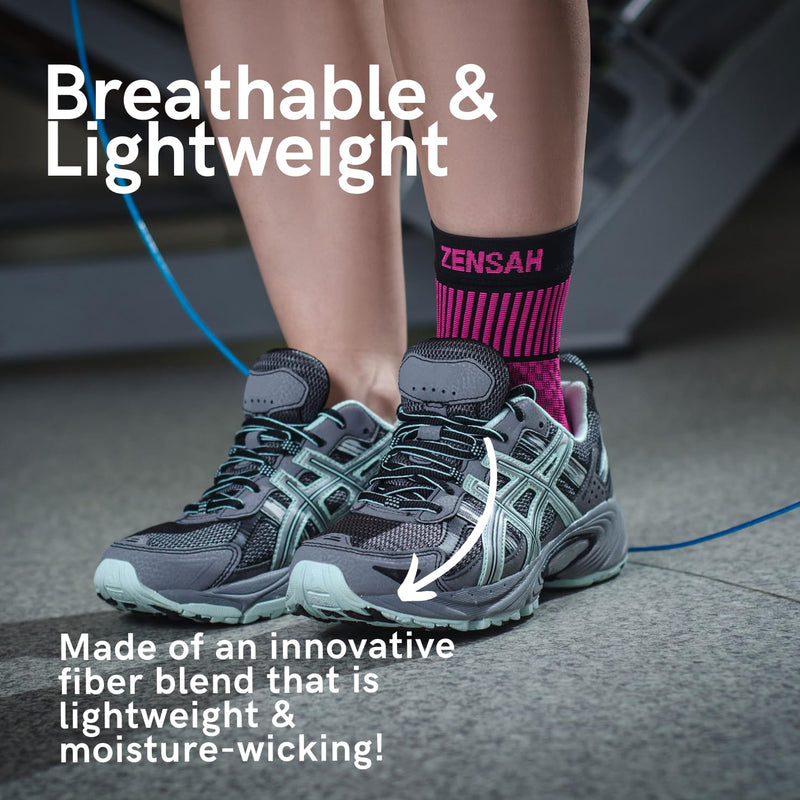 Zensah Ankle Support - Compression Ankle Brace - Running, Soccer, Sports - Ankle Sleeve Helps Sprains, Tendonitis, Pain Medium Black - Pair