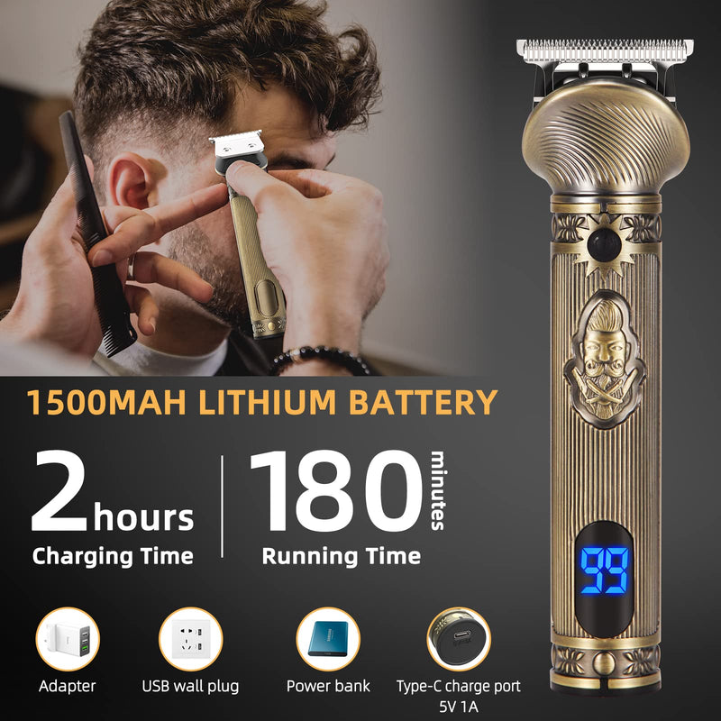 [Australia] - REHOYO Beard Trimmer Hair Trimmer Men, Nose & Ear Trimmer, 6-in-1 Body Groomer Men Kit, Cordless Rechargeable Hair Trimmer with Storage Box, Stainless Steel Blades Bronze 