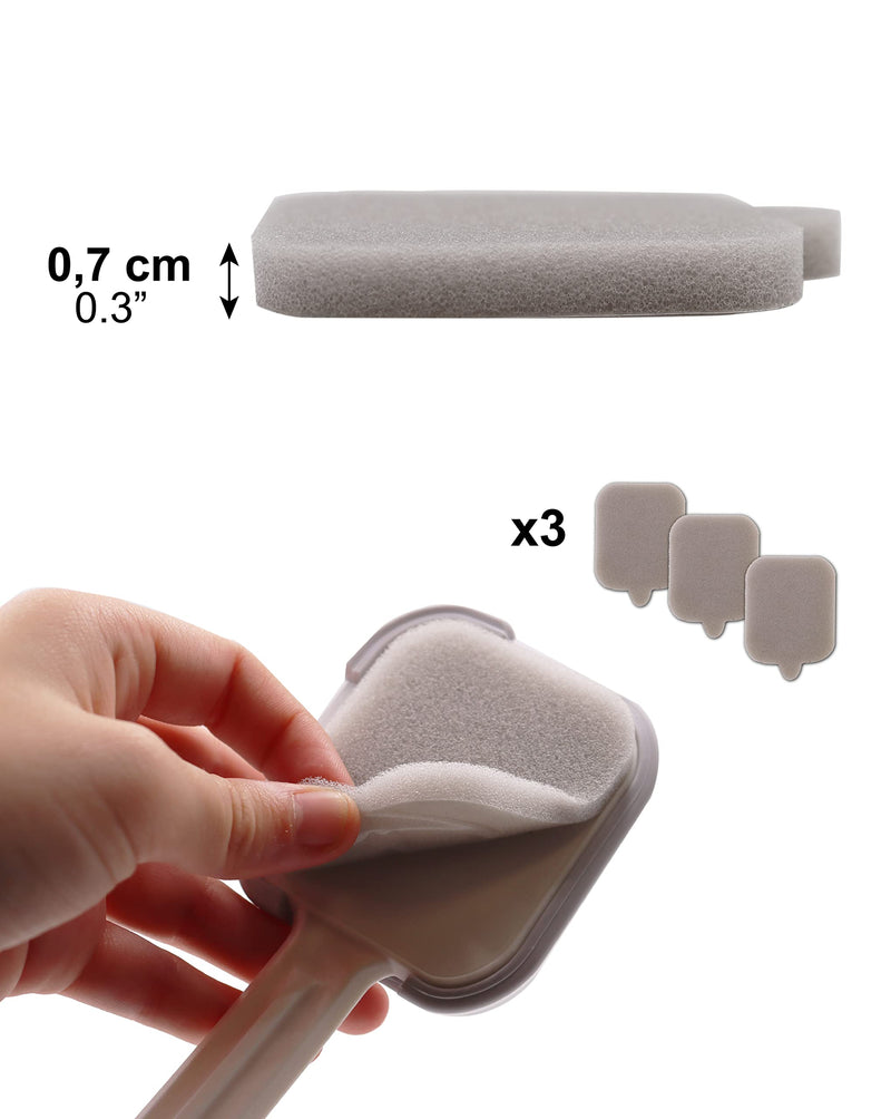 [Australia] - KMINA - Long Handled Lotion Applicator for Back (Includes 3 Thin Sponges), Easy Reach, Moisturizer Wand, Sunscreen Tool 