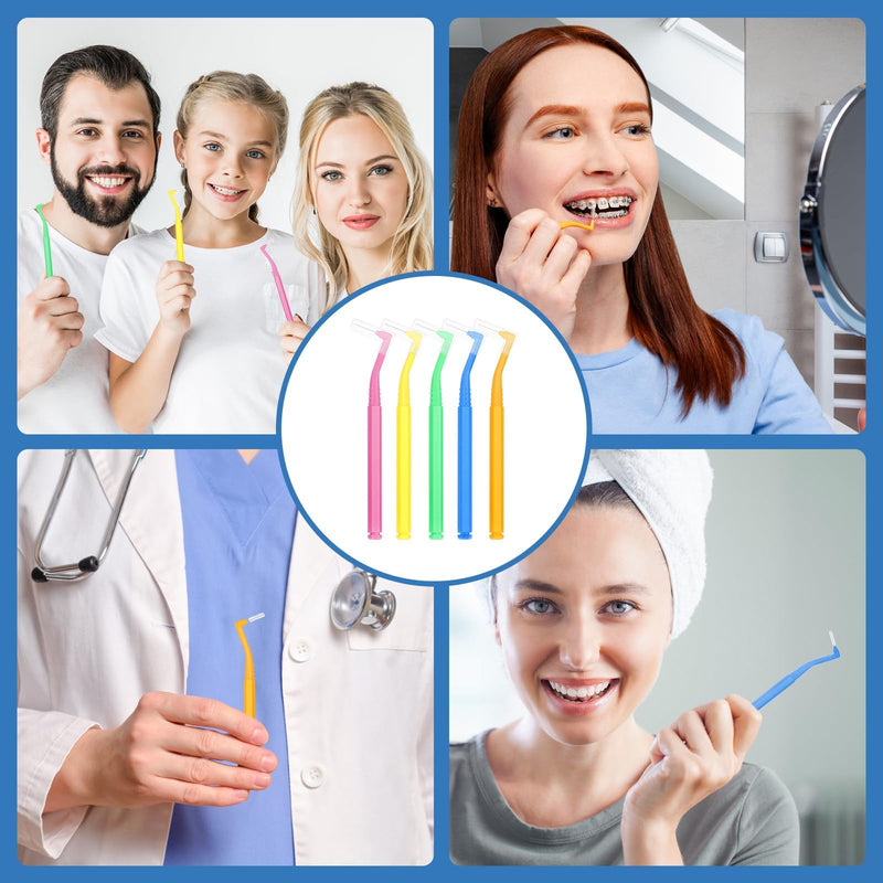 [Australia] - Pack of 50 interdental brushes, colorful, 5 sizes (0.66-1.55 mm) angle interdental brushes, dental brushes for cleaning braces 