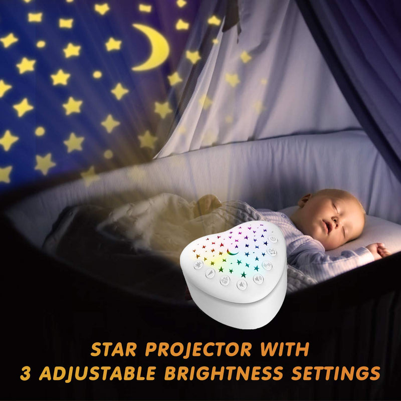 [Australia] - BEREST A13 White Noise Machine & Baby Sleep Soother with 15 Soothing Sounds & Projector Star Night Light, Cry Sensor, Rechargeable Lithium Battery, Portable for Baby, Toddlers, Attaches to Crib 