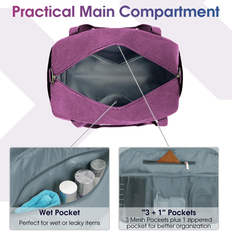 Narwey Carry on Bag Travel Duffel Bag with Wet Pocket + Toiletry Organizer Traveling Dopp Kit Shaving Bag