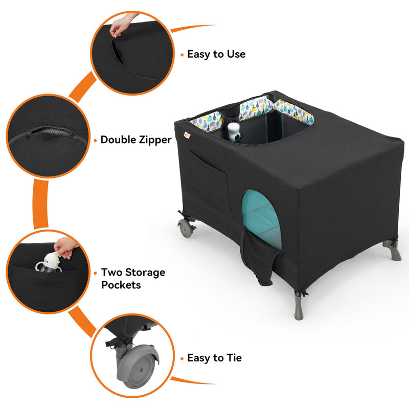 [Australia] - Pamo Babe Blackout Cover for Pack and Play - Baby Playard Cover, Breathable Netting for Indoor or Outdoor Tent 