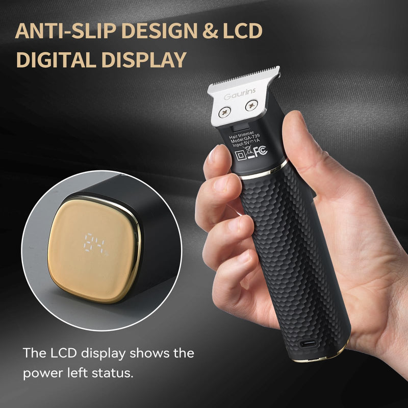 Hair Trimmer for Men, Beard Trimmer for Men Professional, Electric Razor Shavers Zero Gapped T Blade Edgers Liners, Barber Clippers for Hair Cutting Mustache Facial with LCD Display Gifts for Men Black