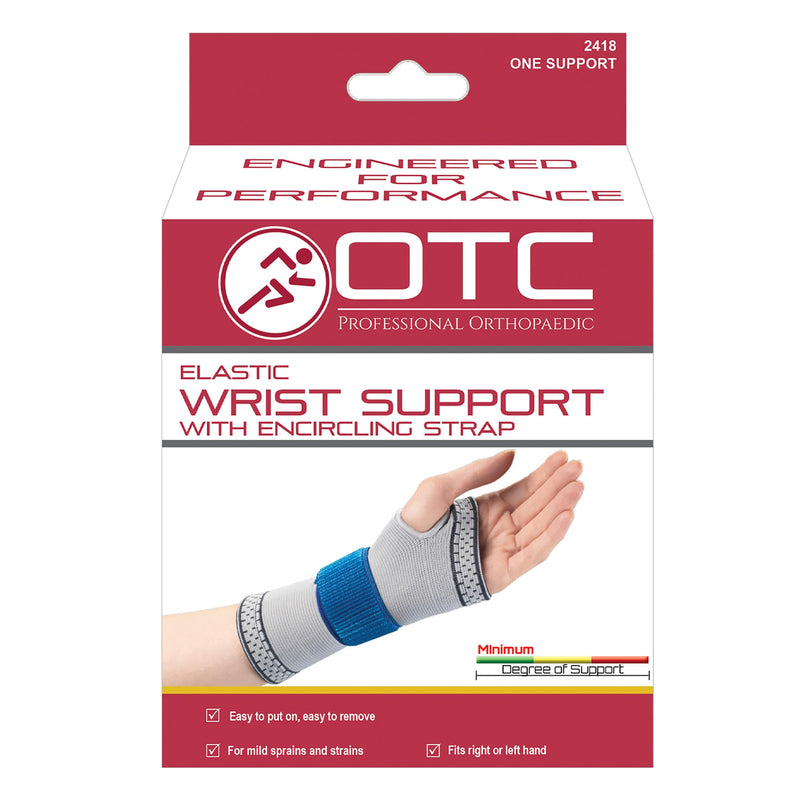 OTC Elastic Wrist Support With Encircling Strap, Compression Brace for Wrist and Hand Pain, Large