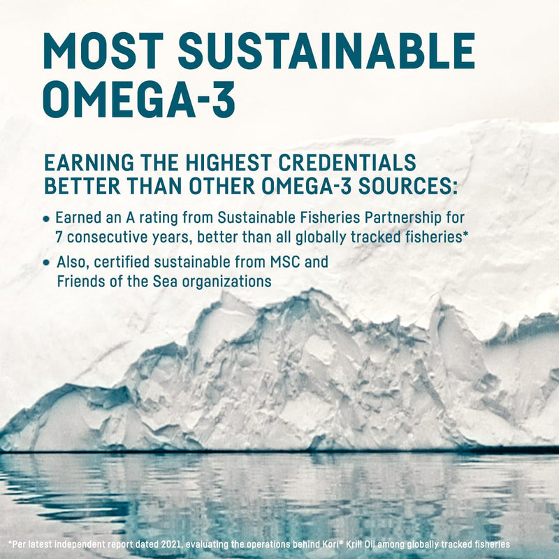 [Australia] - Kori Krill Omega 3 Excel Krill Oil 1000mg Supplements with EPA & DHA, High Performance PC Formula for Max Absorption, Clinically Proven & Non-GMO Source, 50 Softgels 50 Count (Pack of 1) 