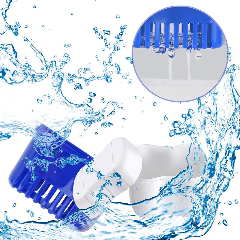 [Australia] - Prosthesis box, denture case, denture container, for false teeth storage cleaning, for orthodontic box, 2 pieces braces box + 2 denture cleaning brushes, green + blue 