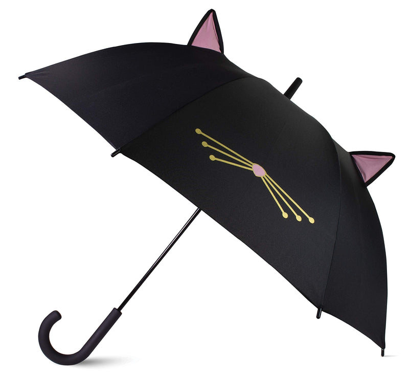 kate spade new york Silicone Luggage Tag with Durable Strap Bundle with Cute Large Umbrella (Black Cat)