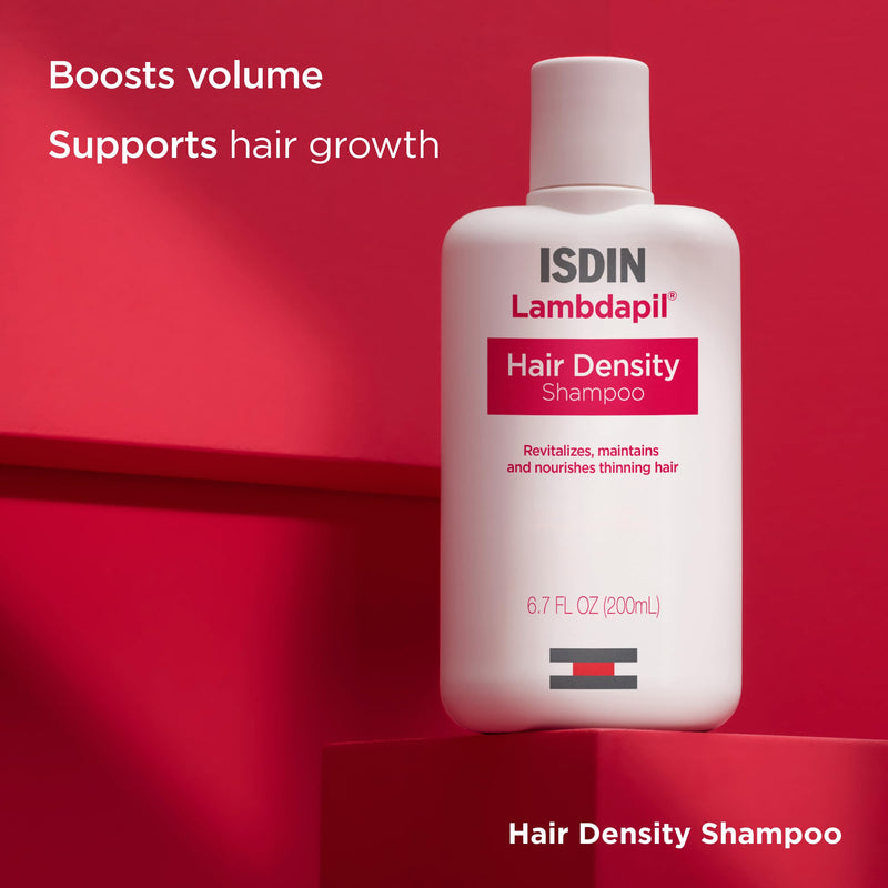 ISDIN Lambdapil Volumizing Density Shampoo for Thinning Hair, 6.7 fl oz | Revitalizes & Nourishes, Boosts Volume, Promotes Thicker-Looking Hair, D-Biotin, Dermatologist Recommended