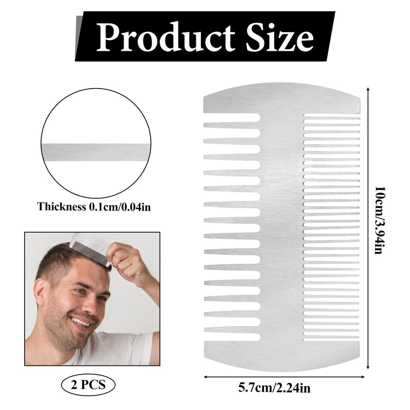 [Australia] - Aeaocvo 2 pieces metal comb and beard comb, stainless steel beard comb, 10 cm portable double-sided comb for men, women 