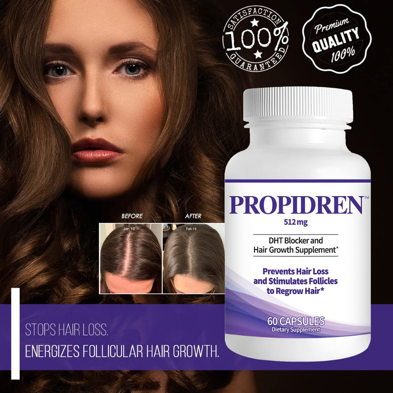 Propidren DHT Blocker & Hair Growth Pills To Stop Hair Loss and Regrow Hair | Hair Vitamins for Men & Women, Regrowth, DHT Blocking, Thinning Hair, Excessive Shedding, Scalp Support, 30 Day Supply