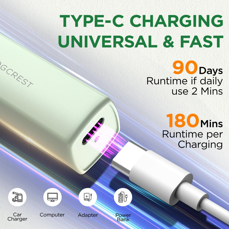 [Australia] - VOGCREST Hair Trimmer, 2 in 1 Facial Hair Remover & Eyebrow Trimmer for Women - Rechargeable, Portable, LED Light Green 