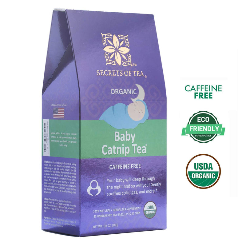 [Australia] - Secrets Of Tea Catnip Colic Tea Colic Reliever, Gas, Acid Reflux Relief - Natural USDA Organic Caffeine Free Herbal Colic Tea for Babies and Newborns - 20 Count(1 Pack) 