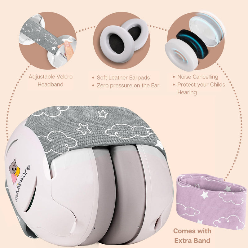 [Australia] - Baby Noise Cancelling Headphones - Soundproof Ear Muffs for Sleep 0-24 Months Gray 