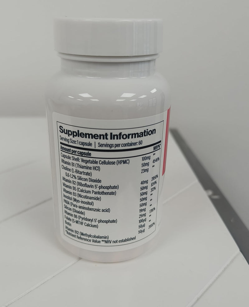 Vitamin B Complex Capsules | B12 B6 B1 Biotin Folate & Nicotinamide | Sugar Free Food Supplement | GMP Certified