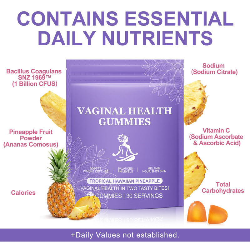 Pineapple Gummies for Women PH 120 Count, PH Balance for Women, Probiotics Vaginal Gummy, Improve Immune, Hawaiian Pineapple Flavor, Vegan & Low Sugar, Premium Balance Gummies 120 Count (Pack of 1)