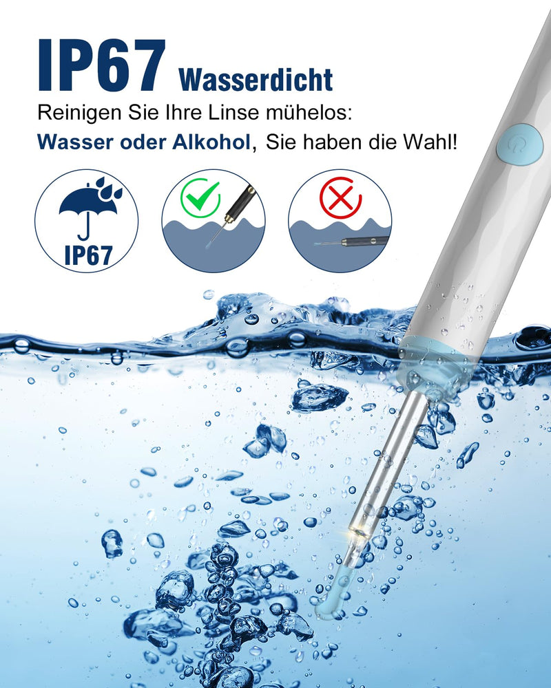 [Australia] - Kekoy Earwax Remover Otoscope with Light, 1296P Ear Cleaner with Camera, WiFi Ear Cleaner with Camera, Rechargeable Ear Cleaner, Ear Cleaner for Adults and Children (White Blue) White Blue 