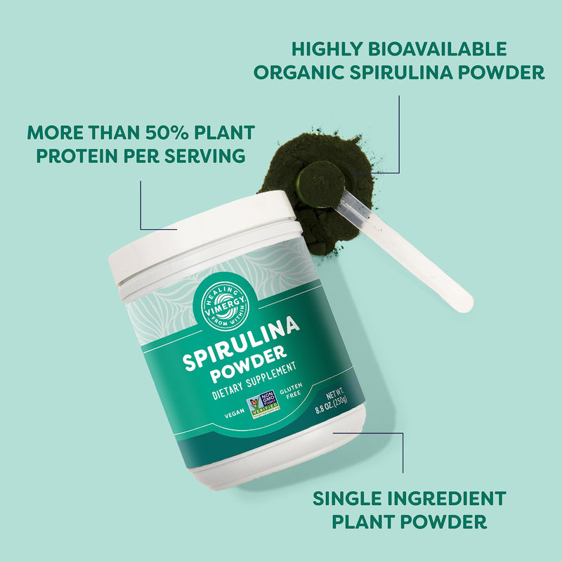 [Australia] - Vimergy Spirulina Powder ‚Äì Concentrated Plant Protein Supports Immune Health & Cardiovascular Function ‚Äì Vegan, Kosher, Gluten-Free ‚Äì 250g 8.8 Ounce (Pack of 1) 