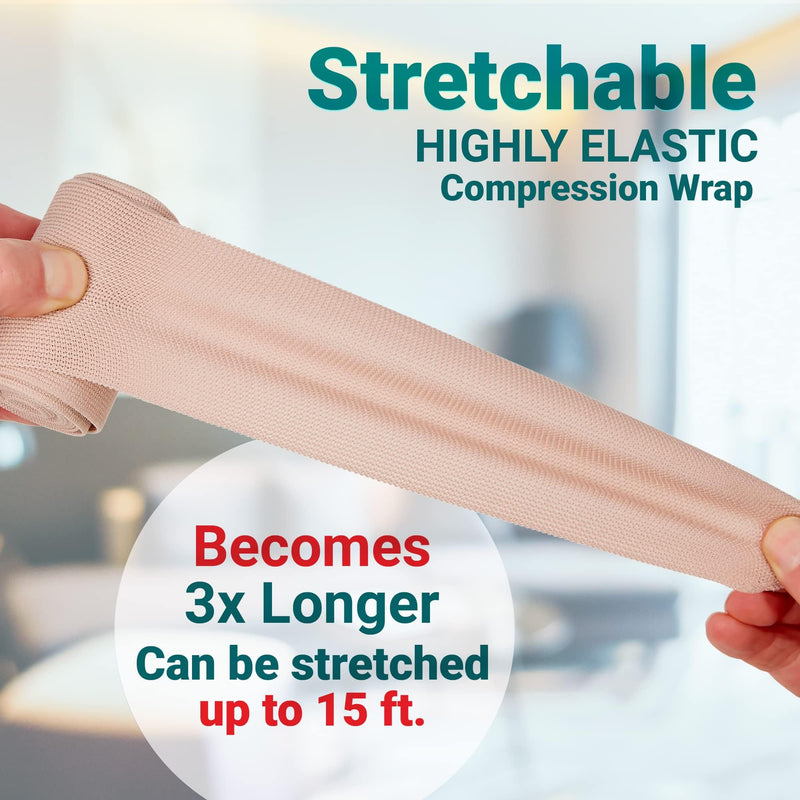 MEDca Elastic Compression Bandage Wrap - First Aid Bandages Roll Measures 2", 3", 4", 6" x 5 Ft with 4 Extra Hooks - Athletic Sports Stretch Wraps for Ankle, Wrist, Arm & Leg Sprains (Pack of 8) 2, 3, 4, 6 Inch (2 Each)