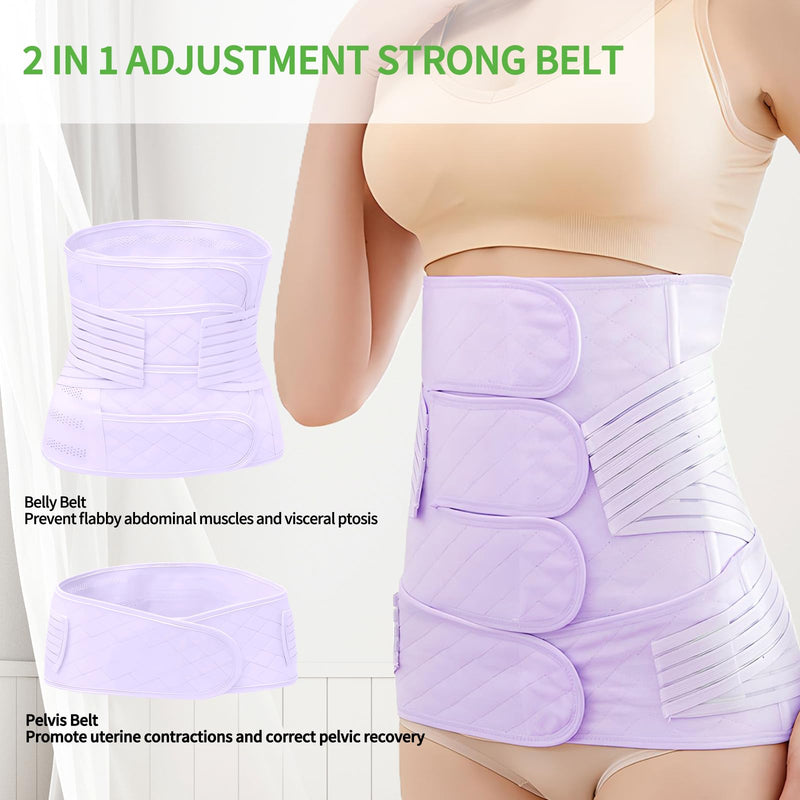 2 in 1 Belly Band Wrap Purple, C-Section Support Belt X-Large, Post Partum Support Recovery Waist/Pelvis Belt, Hysterectomy Belly Band Postpartum Binder Postpartum Girdle Stomach