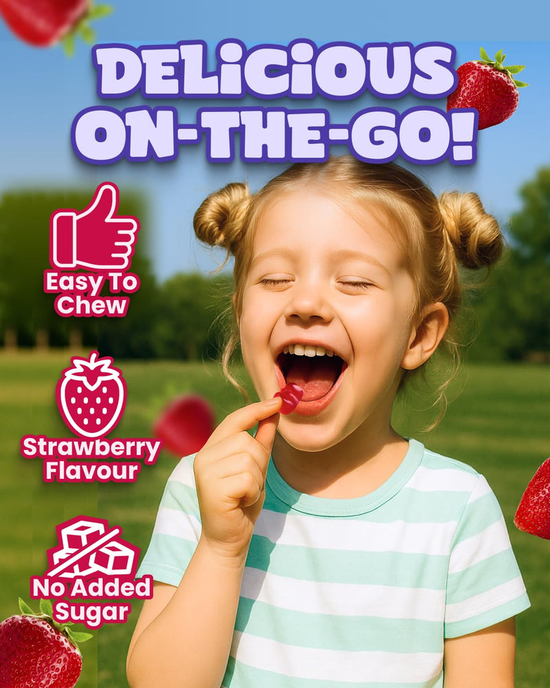 Kids Multivitamin Gummies – 5 Month Supply - 150 Gummies - Packed with Essential Vitamins & Nutrients - Chewable Multivitamins for Children - with Vitamin C, D3, A, E, B6 & B12 - Strawberry Flavour