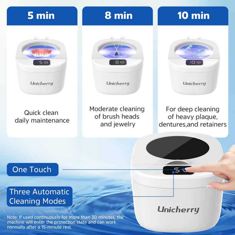 [Australia] - Ultrasonic Retainer Cleaner Machine - 45kHz for Dentures, Mouth Guards, Aligners, Dental Trays White 